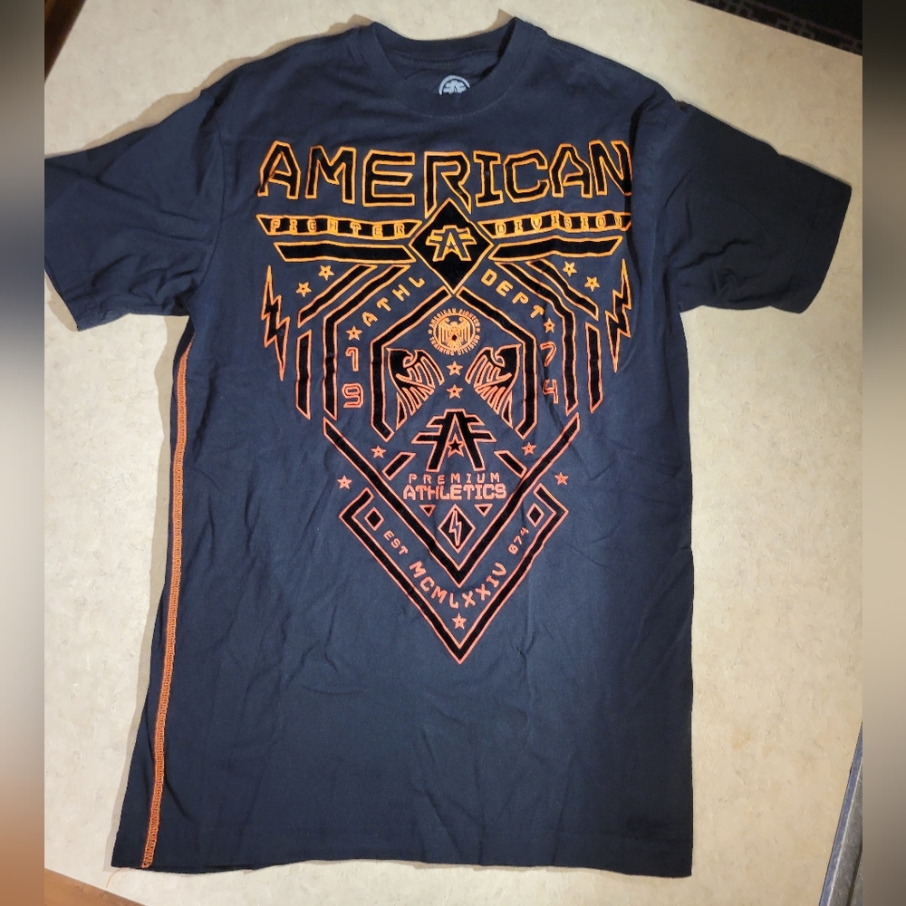 American Fighter Men's medium T-Shirt-black/orange